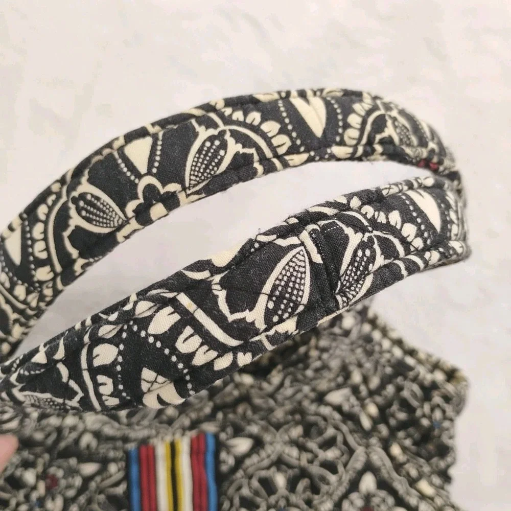 VERA BRADLEY BARCELONA BLACK‎ STRIPE HOBO HANDBAG Discontinued